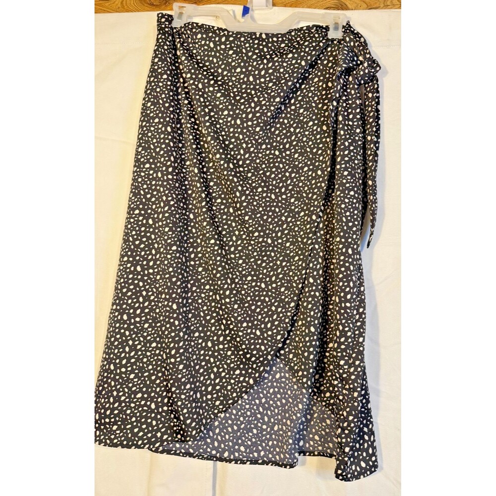 Wrap Skirt Women's XL Black white Soft Girl Boho Hippie Midi Earthy Indie Chic